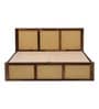 Coral Cane Queen Size Bed In Sheesham Wood Finish With Hydraulic Storage