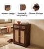 Coral Cane Wooden 2 Door Shoe Rack In Brown Finish