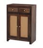 Coral Cane Wooden 2 Door Shoe Rack In Brown Finish