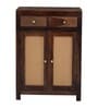 Coral Cane Wooden 2 Door Shoe Rack In Brown Finish