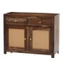 Coral Cane Wooden 2 Door Side Board In Brown Finish