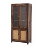 Coral Cane Wooden Crockery Unit In Brown Finish