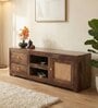 Coral Cane Wooden TV Unit In Brown Finish
