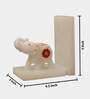 Coral Elephant Set Of 2 White Marble & Semi Precious Stone Bookends