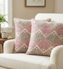 Coral Polyester Geometric 18x18 inches Cushion Covers Set of 2