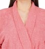 Coral Solid 100% Cotton Unisex Bathrobe With Slippers (L)