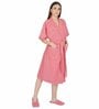 Coral Solid 100% Cotton Unisex Bathrobe With Slippers (L)