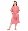 Coral Solid 100% Cotton Unisex Bathrobe With Slippers (L)