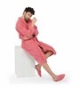 Coral Solid 100% Cotton Unisex  Bathrobe With Slippers (XL)