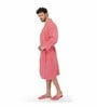 Coral Solid 100% Cotton Unisex  Bathrobe With Slippers (XL)