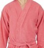 Coral Solid 100% Cotton Unisex  Bathrobe With Slippers (XL)