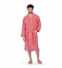 Coral Solid 100% Cotton Unisex  Bathrobe With Slippers (XL)