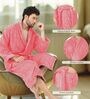 Coral Solid Cotton Men Bath Robe With Belt (M)