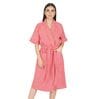 Coral Solid Cotton Women Bath Robe With Belt (L)
