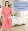 Coral Solid Cotton Women Bath Robe With Belt (L)