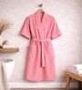 Coral Solid Cotton Women Bath Robe With Belt (M)