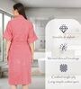 Coral Solid Cotton Women Bath Robe With Belt (M)