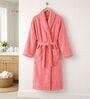 Coral Solid Cotton Women Bath Robe With Belt (XL)