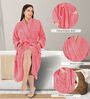 Coral Solid Cotton Women Bath Robe With Belt (XL)