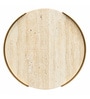 Cordelia Side Table in Electroplatting Finish with Travertine Proreciline Top Cordelia Side Table in Electroplatting Finish with Travertine Proreciline Top