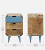 Corky Solid Wood Bedside Table In Blue Colour With Drawers