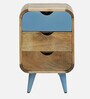 Corky Solid Wood Bedside Table In Blue Colour With Drawers