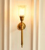 Corrugated Wall Lamp Brass Antique Finish with Chimney Crackled Glass Golden Luster Shade