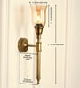 Corrugated Wall Lamp Brass Antique Finish with Chimney Glass Golden Luster Shade