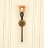 Corrugated Wall Lamp Brass Antique Finish with Cup Glass Golden Luster Shade