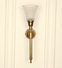 Corrugated Wall Lamp Brass Antique Finish with Frosted Hammered Glass Shade