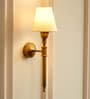 Corrugated Wall Lamp Brass Antique Finish with Off White Lampshade