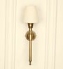 Corrugated Wall Lamp Brass Antique Finish with Off White Lampshade