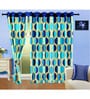 Blue Geometric Polyester 7 Ft Semisheer Eyelet Door Curtains (Set of 2)