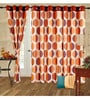 Orange Geometric Polyester 7 Ft Semisheer Eyelet Door Curtains (Set of 2)