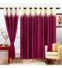 Purple Solid Polyester 7 Ft Semisheer Eyelet Door Curtains (Set of 2)