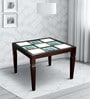 Corto Teak Wood 4 Seater Dining Table in Walnut Finish with Glass Top
