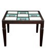 Corto Teak Wood 4 Seater Dining Table in Walnut Finish with Glass Top