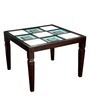 Corto Teak Wood 4 Seater Dining Table in Walnut Finish with Glass Top