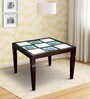 Corto Teak Wood 4 Seater Dining Table in Walnut Finish with Glass Top