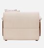 Corvin Fabric 1 Seater sofa with Wooden Armrests in Beige Colour