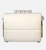Corvin Fabric 1 Seater sofa with Wooden Armrests in Beige Colour