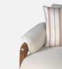 Corvin Fabric 1 Seater sofa with Wooden Armrests in Beige Colour