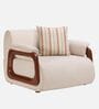 Corvin Fabric 1 Seater sofa with Wooden Armrests in Beige Colour