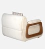 Corvin Fabric 1 Seater sofa with Wooden Armrests in Beige Colour