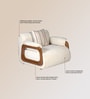 Corvin Fabric 1 Seater sofa with Wooden Armrests in Beige Colour