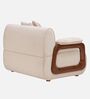 Corvin Fabric 1 Seater sofa with Wooden Armrests in Beige Colour