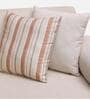 Corvin Fabric 1 Seater sofa with Wooden Armrests in Beige Colour