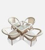 Cotand Wicker Patio Table and Chair Set in Off White Corduroy Colour with 4 Chairs