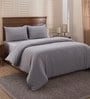 Grey Solid Cotton Double Bed Duvet Cover With 2 Pillow Covers