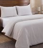 White Solid Cotton Double Bed Duvet Cover With 2 Pillow Covers